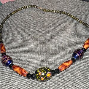 Handpainted & glass Beaded Necklace